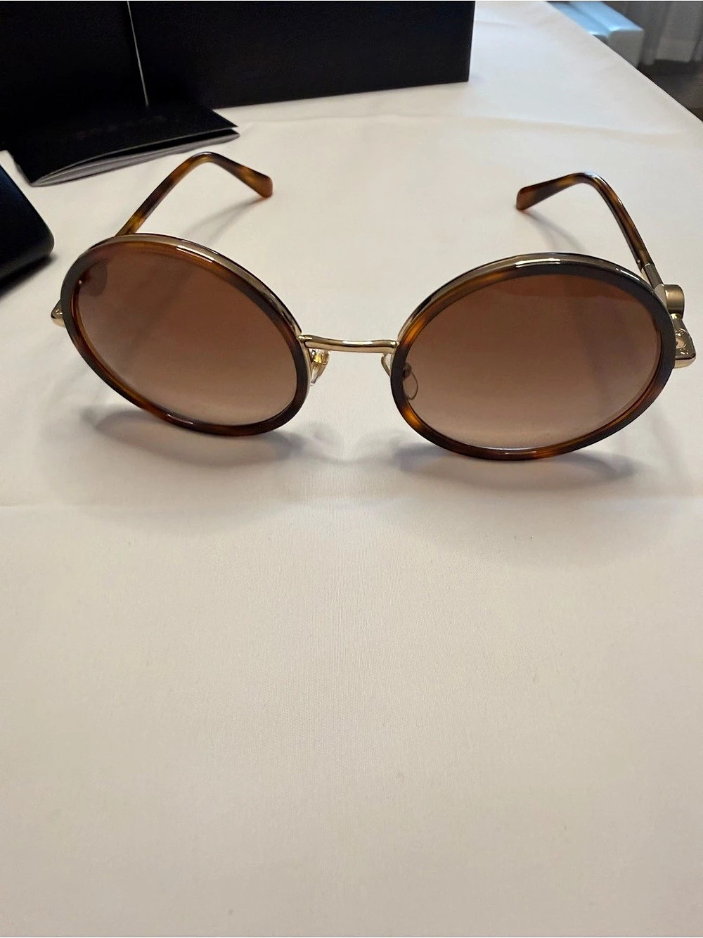 Versace Tortoiseshell Gold Medusa Round Sunglasses